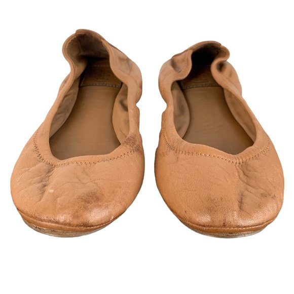 Tory Burch Women's Eddie Lamb Leather Ballet Flats in Royal Tan Size 6.5 - Picture 1 of 11